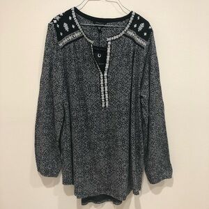 Lucky Brand Blouse Tunic Gray Black‎ Size
